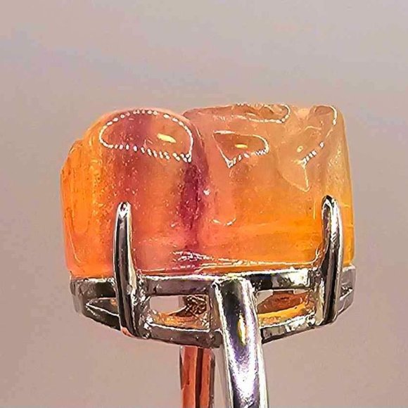 Nature Rainbow Fluorite Hand Carved Blessing Pi Xiu Adjustable Ring - Picture 9 of 10